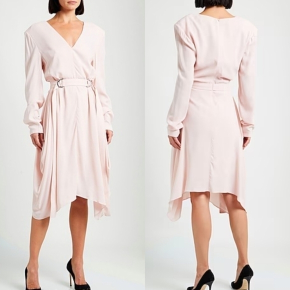 New Stella McCartney Lillie V-Neck Long Sleeve Ballet Pink Midi Dress NWT 0-2 US - Picture 1 of 17